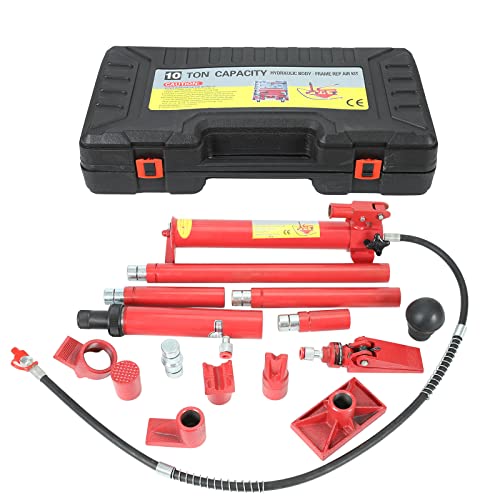 TYFYB 10 Ton Porta Power Kit - 2M(78.7 inch) Oil Hose Hydraulic Car Jack Ram for Loadhandler Truck Bed Unloader Farm and Hydraulic Equipment Construction - Red, CY3058