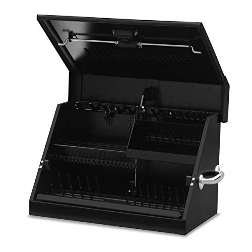 Montezuma – 22.5-Inch Portable TRIANGLE Toolbox – Heavy-Duty Steel Construction – Metric and SAE Storage Chest – Weather-Resistant Toolbox – Lock and Latching System, black