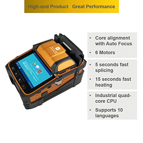 QIIRUN Fusion Splicer AI-9 Toolbox Kit with Auto Focus and 6 Motors for Trunk Line Construction, AI-9 Fusion Splicer Fiber Optic with Tutorial Video for Cable Splicing Projects