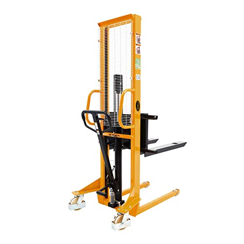 POLLOLIFT Manual Forklift Stacker 1100lbs Capacity 63" Lift Height Adjustable Fork