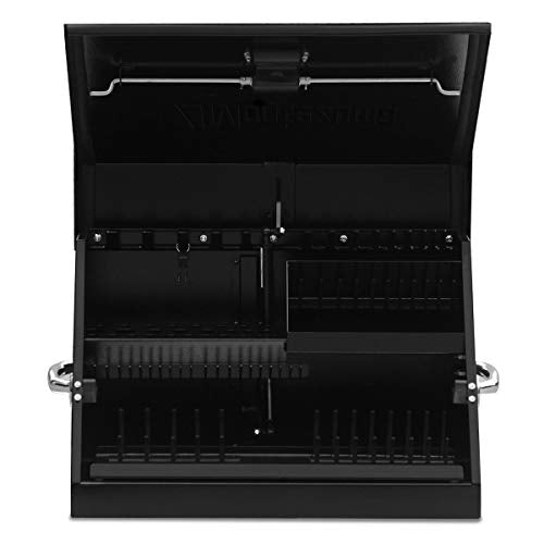 Montezuma – 22.5-Inch Portable TRIANGLE Toolbox – Heavy-Duty Steel Construction – Metric and SAE Storage Chest – Weather-Resistant Toolbox – Lock and Latching System, black