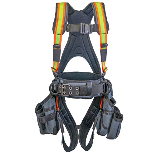 Super Anchor Safety 6151-GHX Deluxe Full Body Harness plus All-Pakka Tool Bag Combo, X-Large, Hi-Viz