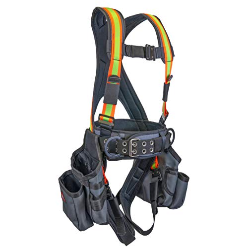 Super Anchor Safety 6151-GHX Deluxe Full Body Harness plus All-Pakka Tool Bag Combo, X-Large, Hi-Viz