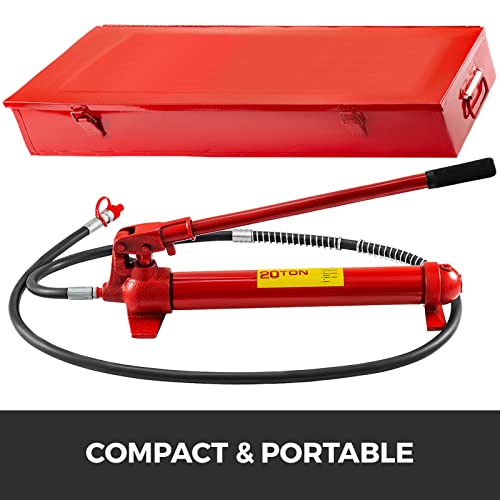 Mophorn 20 Ton Porta Power Kit 1.4M Oil Hose Hydraulic Car Jack Ram 13.78 inch Lifting Height Autobody Frame Repair Power Tools for Loadhandler Truck Bed Unloader Farm Hydraulic Equipment Construction