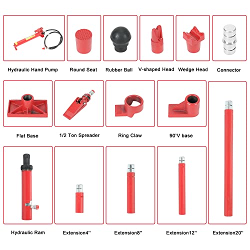 TYFYB 10 Ton Porta Power Kit - 2M(78.7 inch) Oil Hose Hydraulic Car Jack Ram for Loadhandler Truck Bed Unloader Farm and Hydraulic Equipment Construction - Red, CY3058