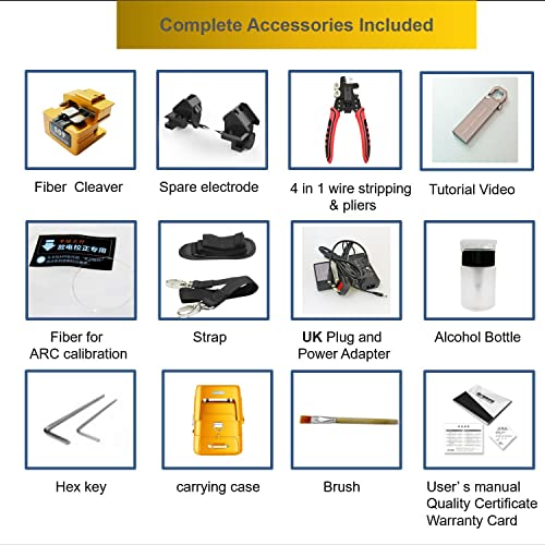 QIIRUN Fusion Splicer AI-9 Toolbox Kit with Auto Focus and 6 Motors for Trunk Line Construction, AI-9 Fusion Splicer Fiber Optic with Tutorial Video for Cable Splicing Projects