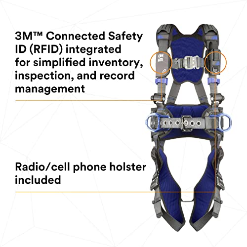 3M 1113130 Personal Protective Equipment DBI-SALA ExoFit NEX Construction Harness, Alum Back/Side D-Rings, Blue/Gray,X-Large