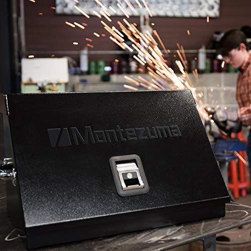 Montezuma – 22.5-Inch Portable TRIANGLE Toolbox – Heavy-Duty Steel Construction – Metric and SAE Storage Chest – Weather-Resistant Toolbox – Lock and Latching System, black